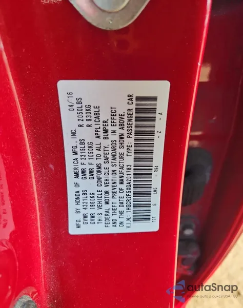 2016 Honda Accord Sport from USA, damaged, VIN 1HGCR2F5XGA201783